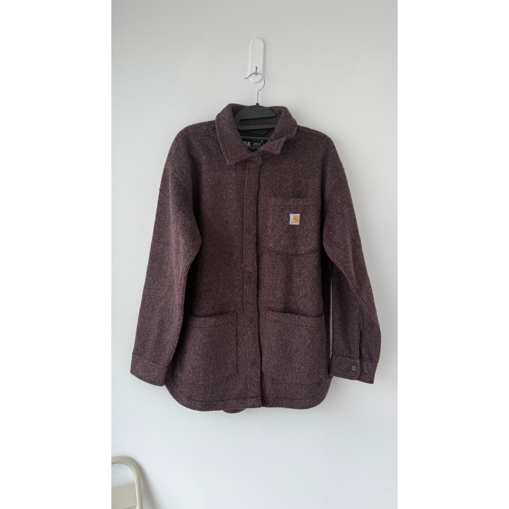 NWOT Carhartt Womens Wool Blend Fleece XS Overshirt Jacket Burgundy